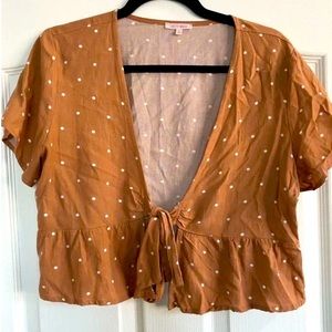 Lottie Moss Pacsun tie top brown with white dots GREAT condition